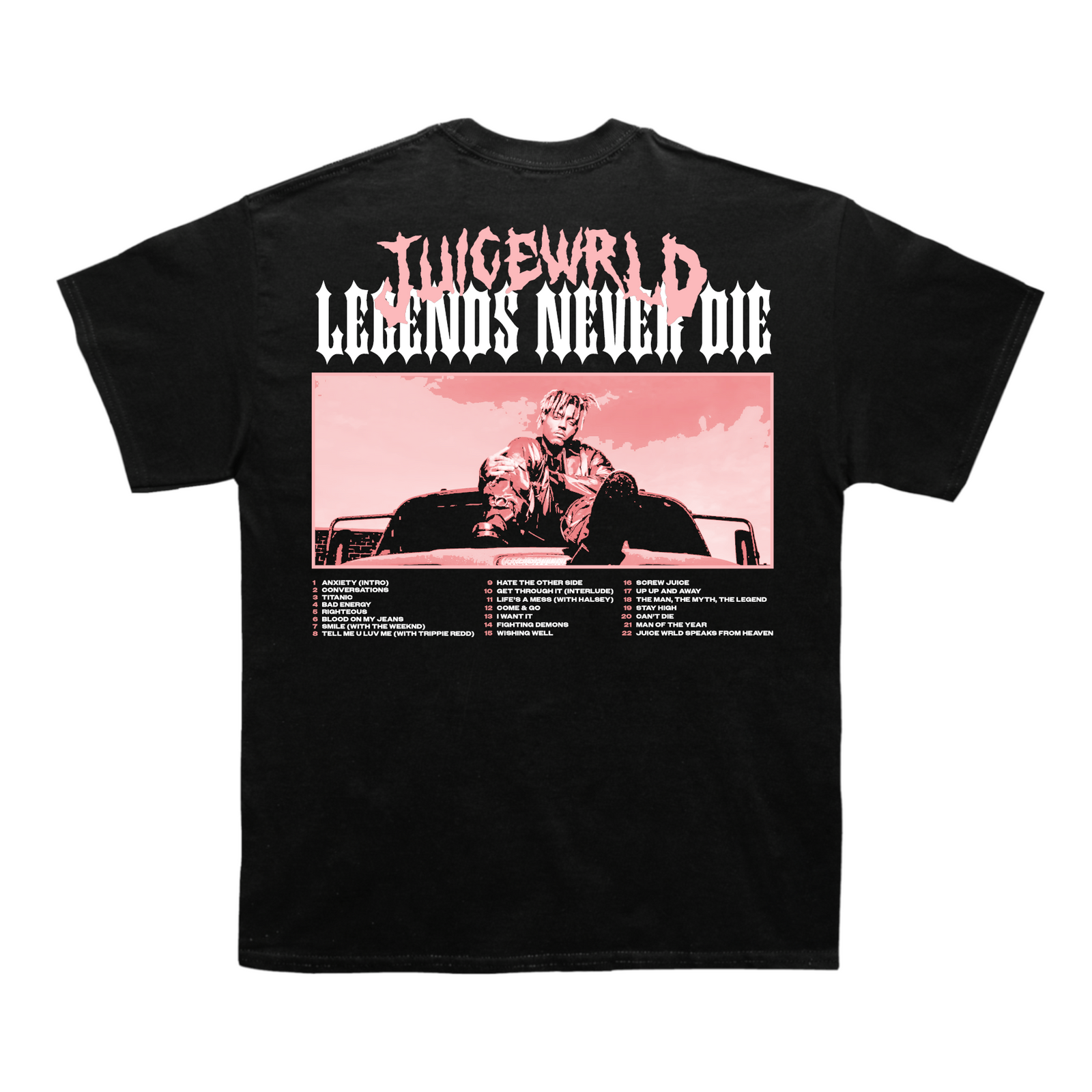 Juice Wrld Legends Never Die T-shirt (With Backprint)